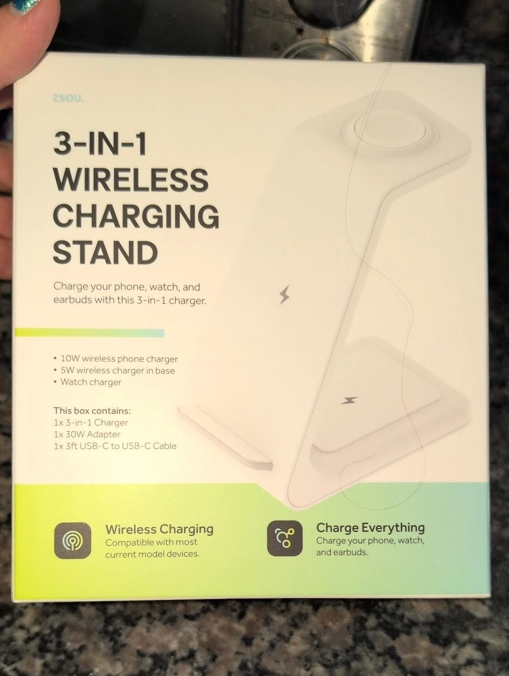 Zsou. 3-in-1 Wireless Charging Stand. New